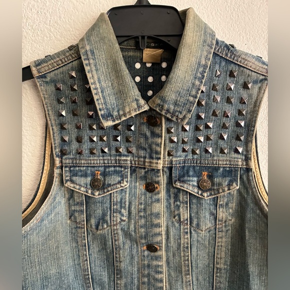 Toska Vintage Denim Jeans Vest With Studs L - Picture 4 of 11